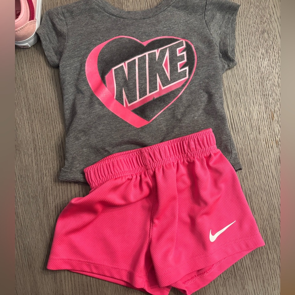 Nike Charcoal and Hot Pink Toddler Set